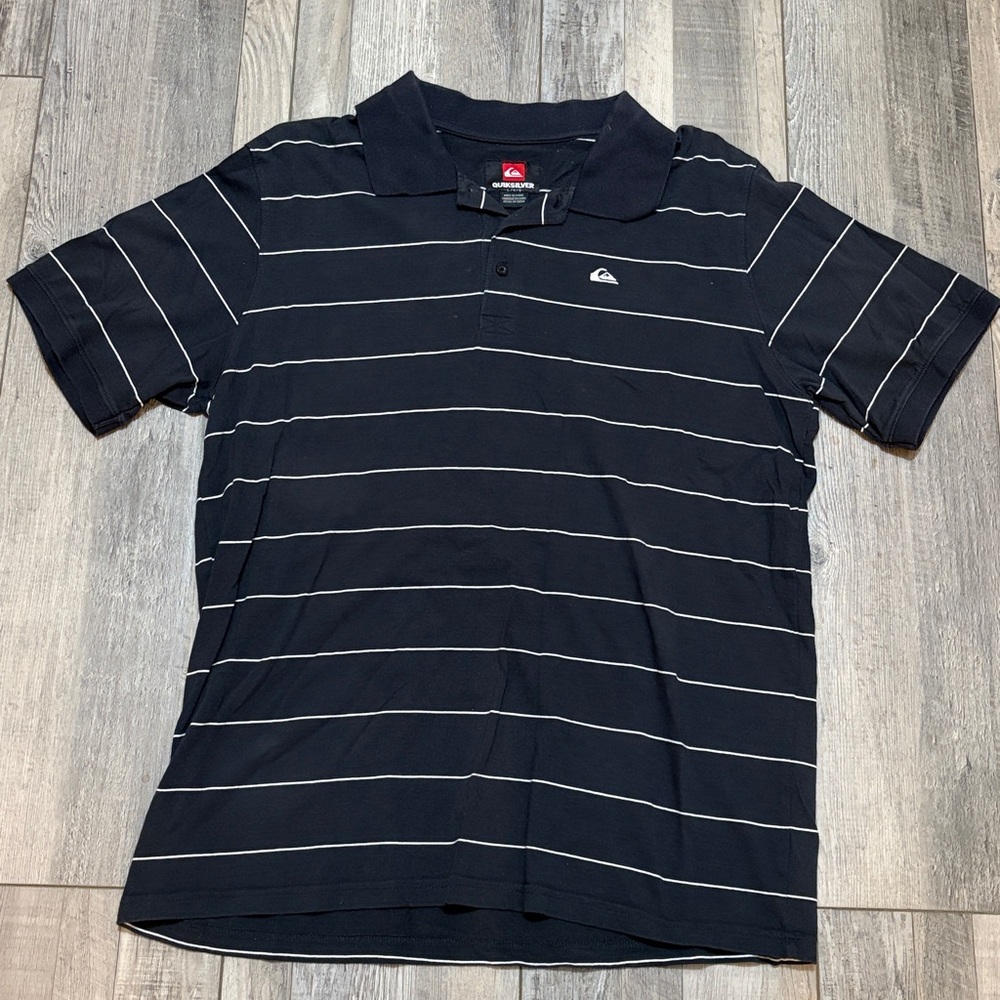 Quiksilver Men's Dark Polo with White Stripes